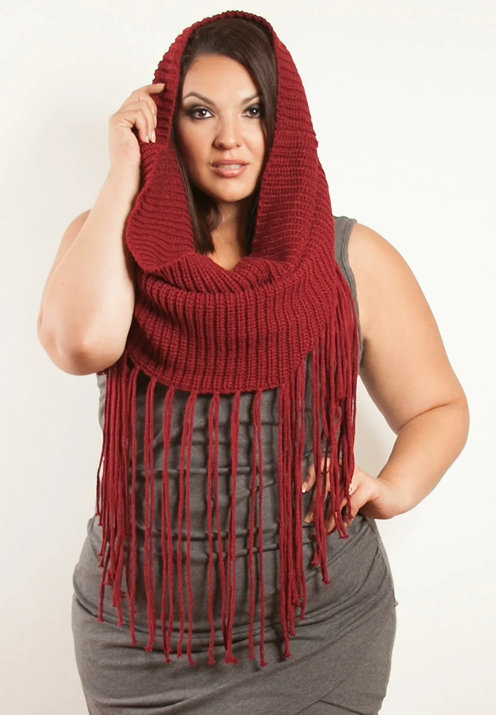 Infinity Fringe Knit Scarf