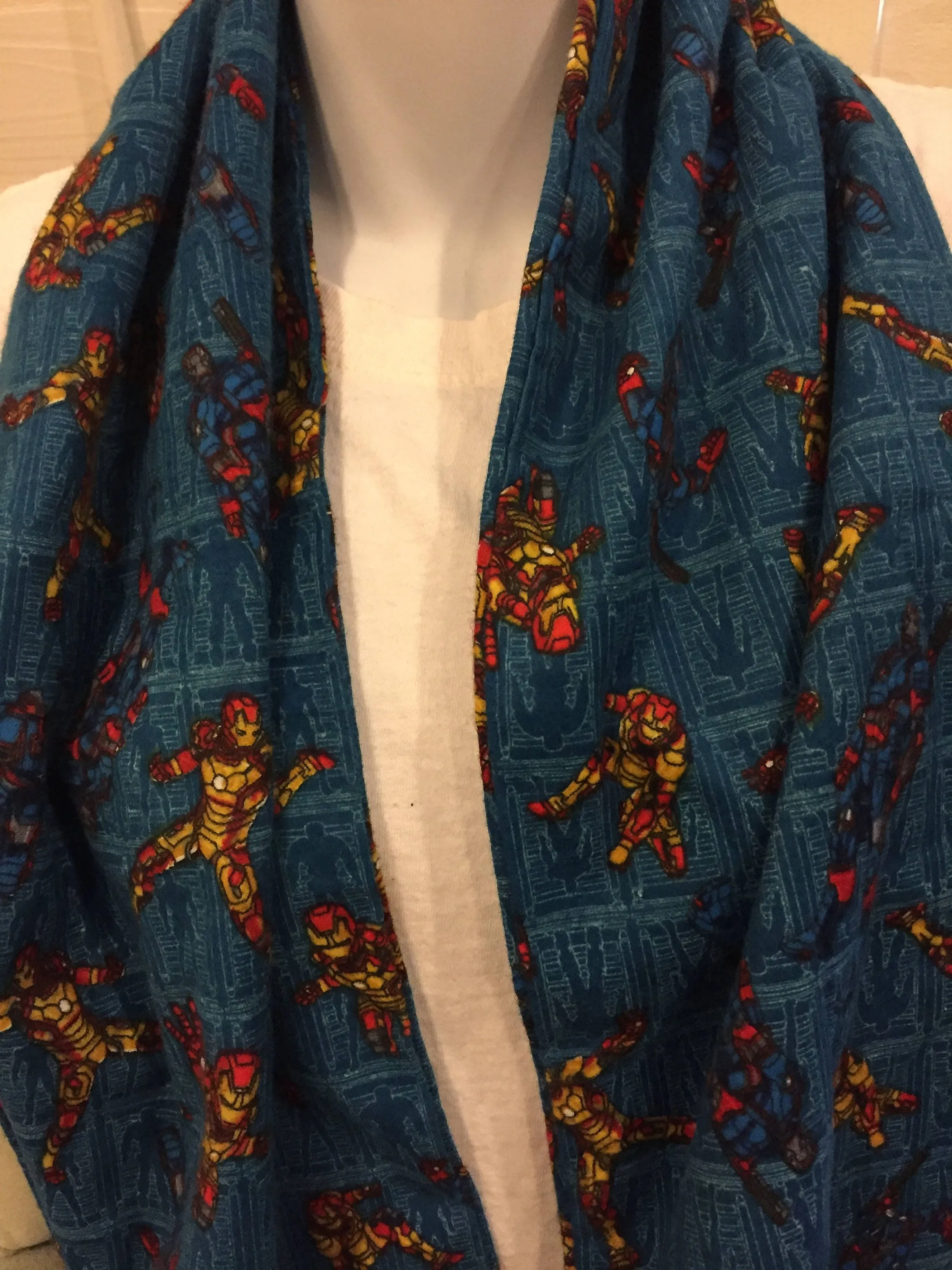 Ironman Dark Blue Fleece Infinity Scarf - Handmade Marvel Fashion Accessory for Superhero Fans