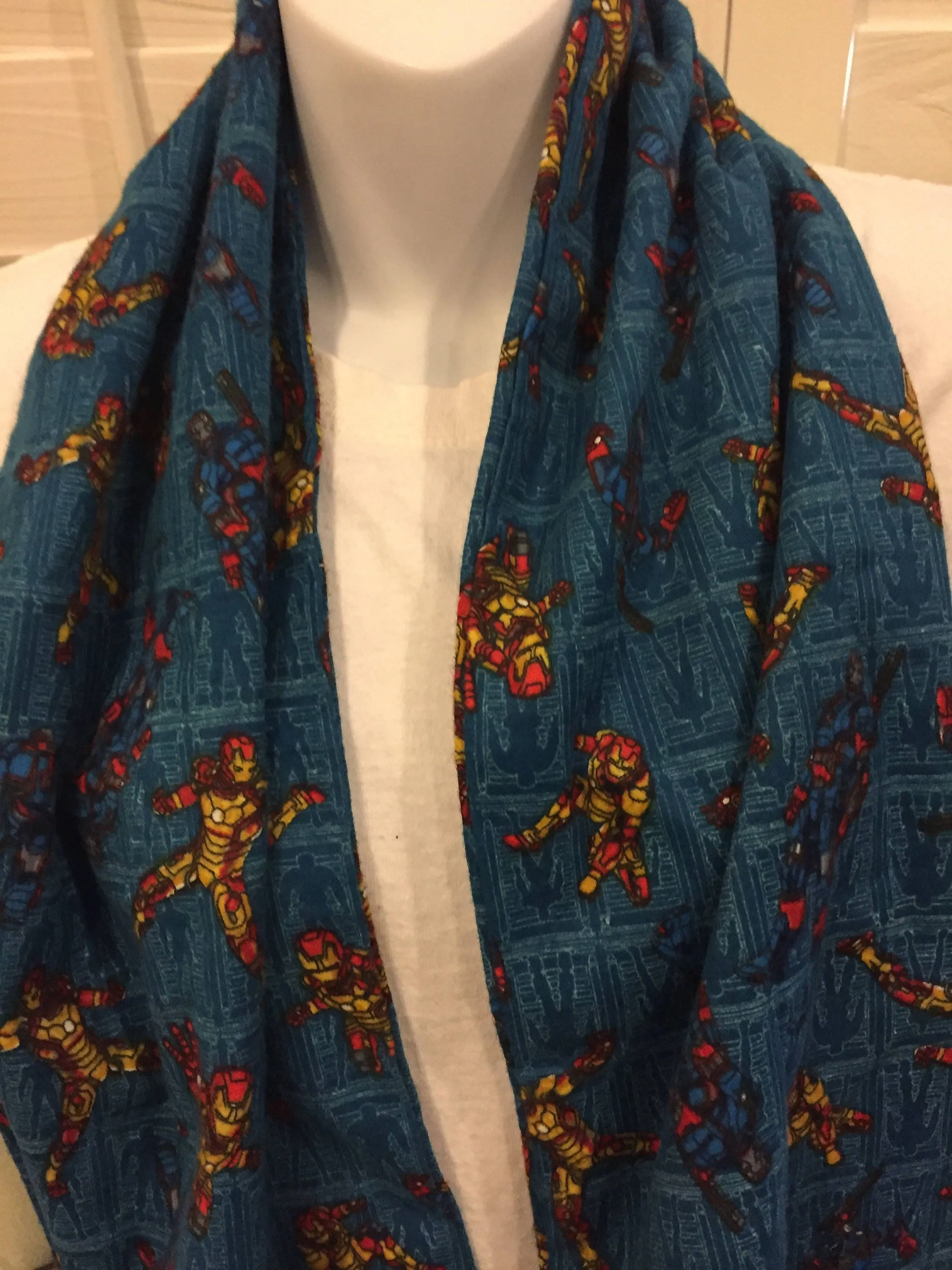 Ironman Dark Blue Fleece Infinity Scarf - Handmade Marvel Fashion Accessory for Superhero Fans