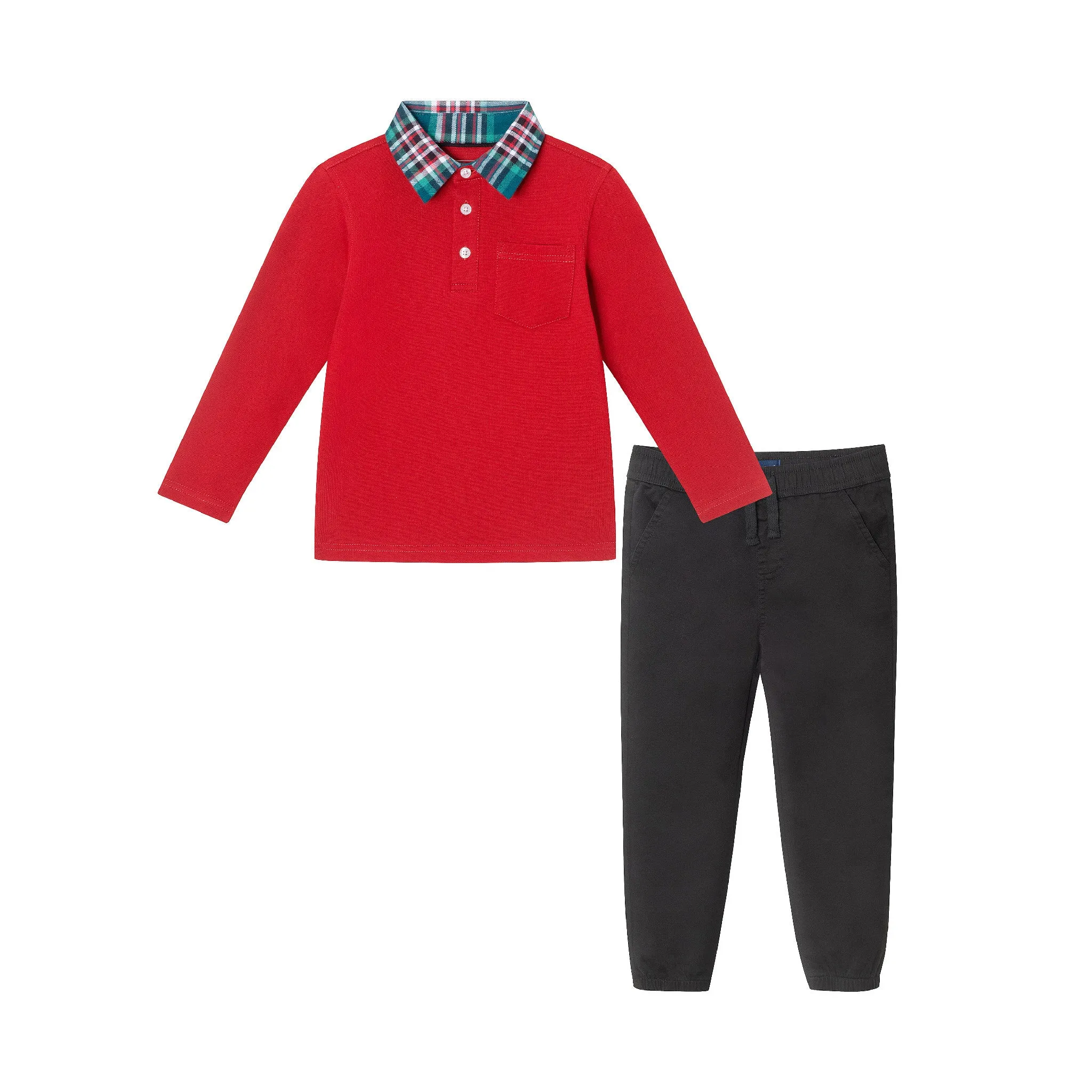 Kids Red Holiday Polo Set