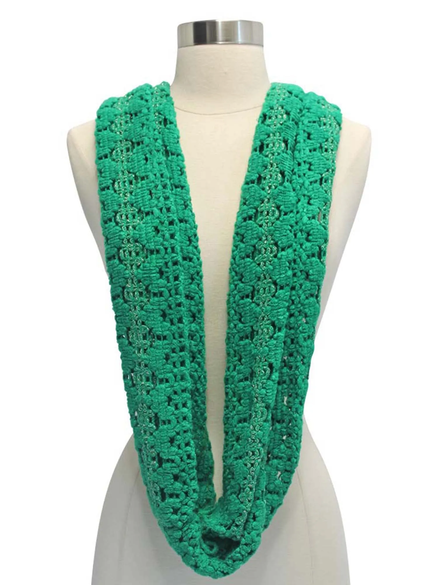 Knit Infinity Scarf With Metallic Accent