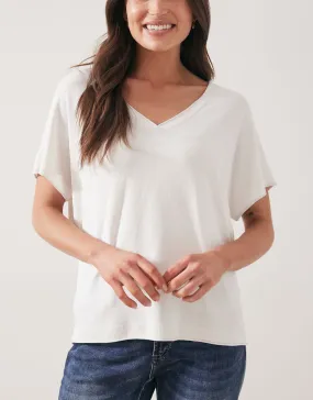 Knit V-Neck Top - White