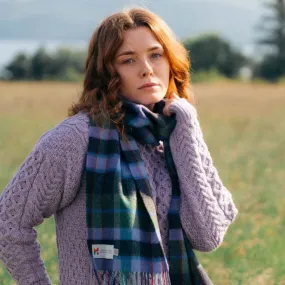 Lambswool Scarf - Purple, Green,Red and Blue Check - John Hanly