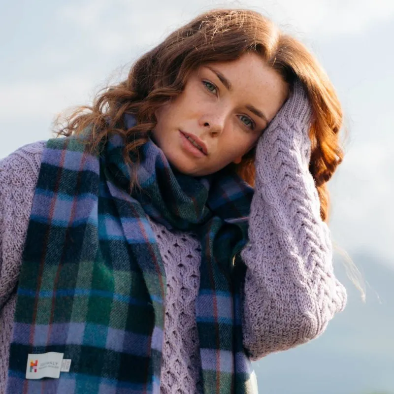 Lambswool Scarf - Purple, Green,Red and Blue Check - John Hanly