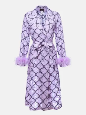 Lavender Coat № 23 With Detachable Feathers Cuffs