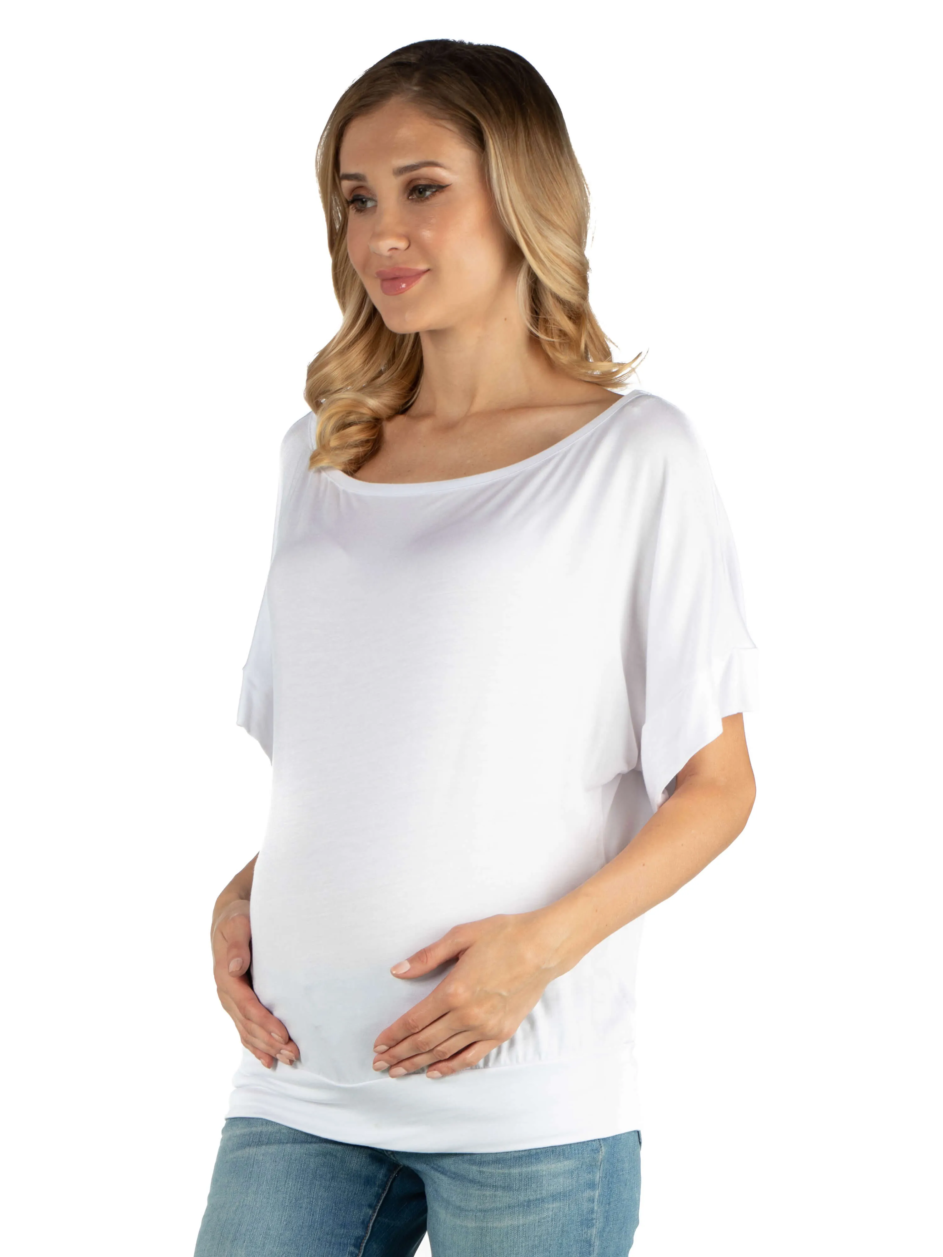 Loose Fit Dolman Maternity Top with Wide Sleeves