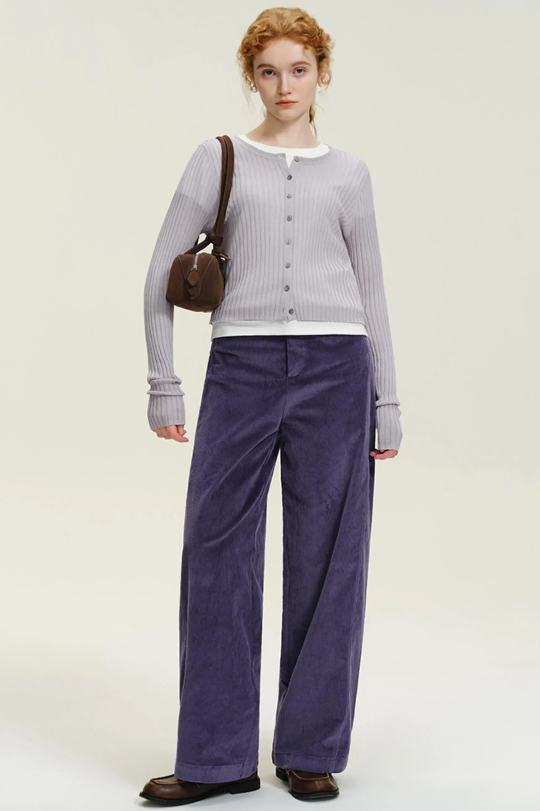 Loose Straight-Leg Corduroy Pants