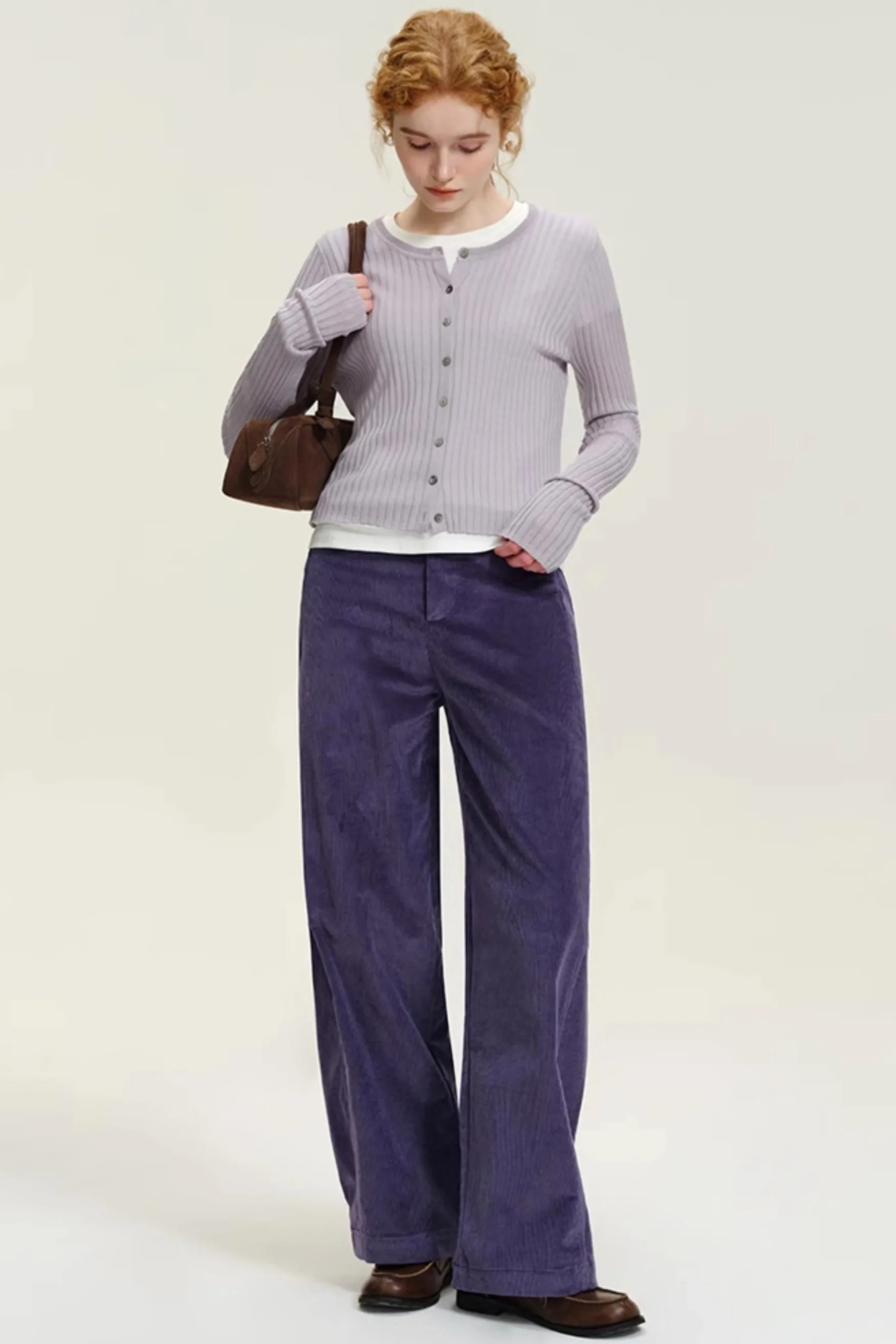 Loose Straight-Leg Corduroy Pants