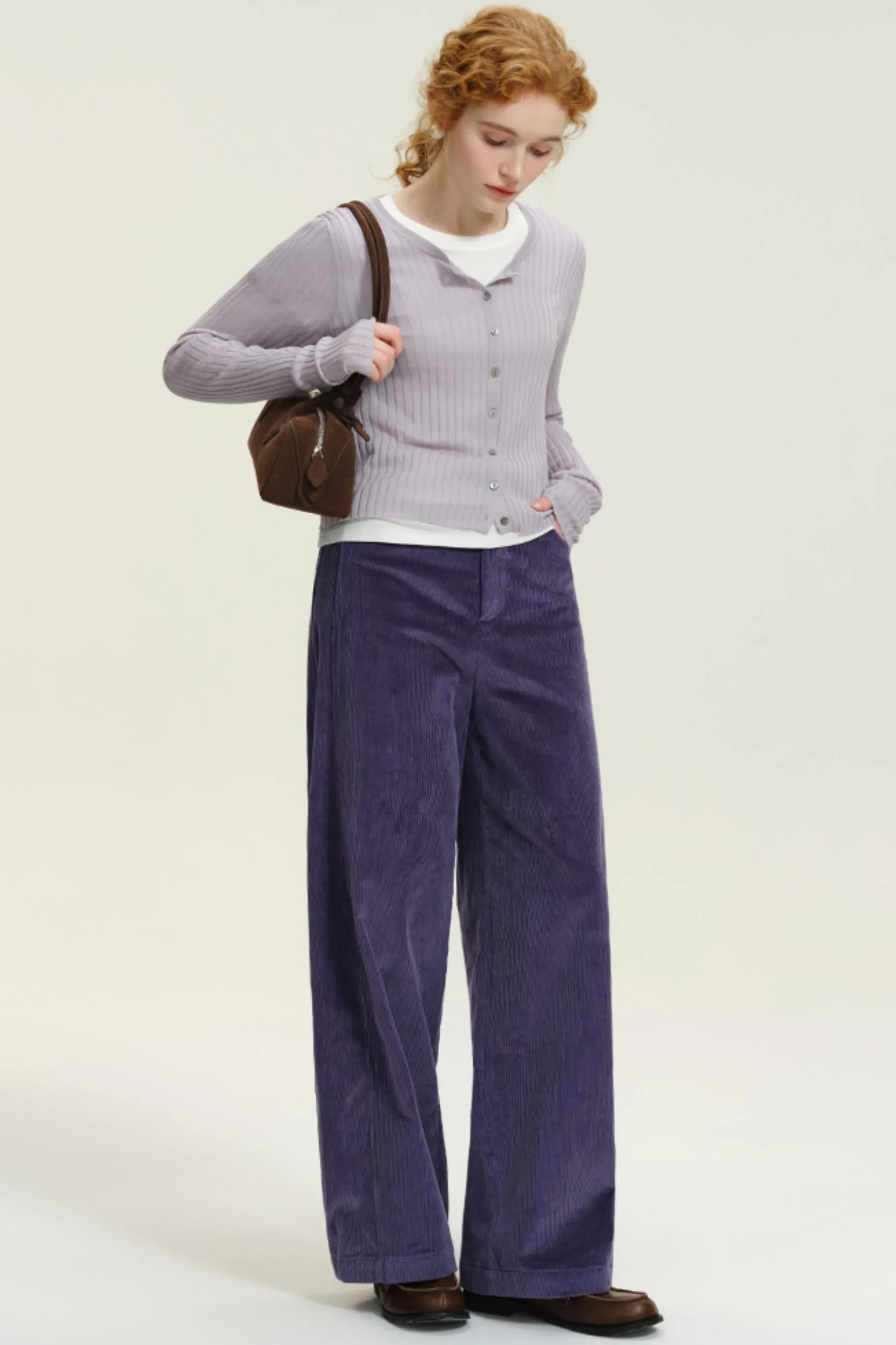 Loose Straight-Leg Corduroy Pants