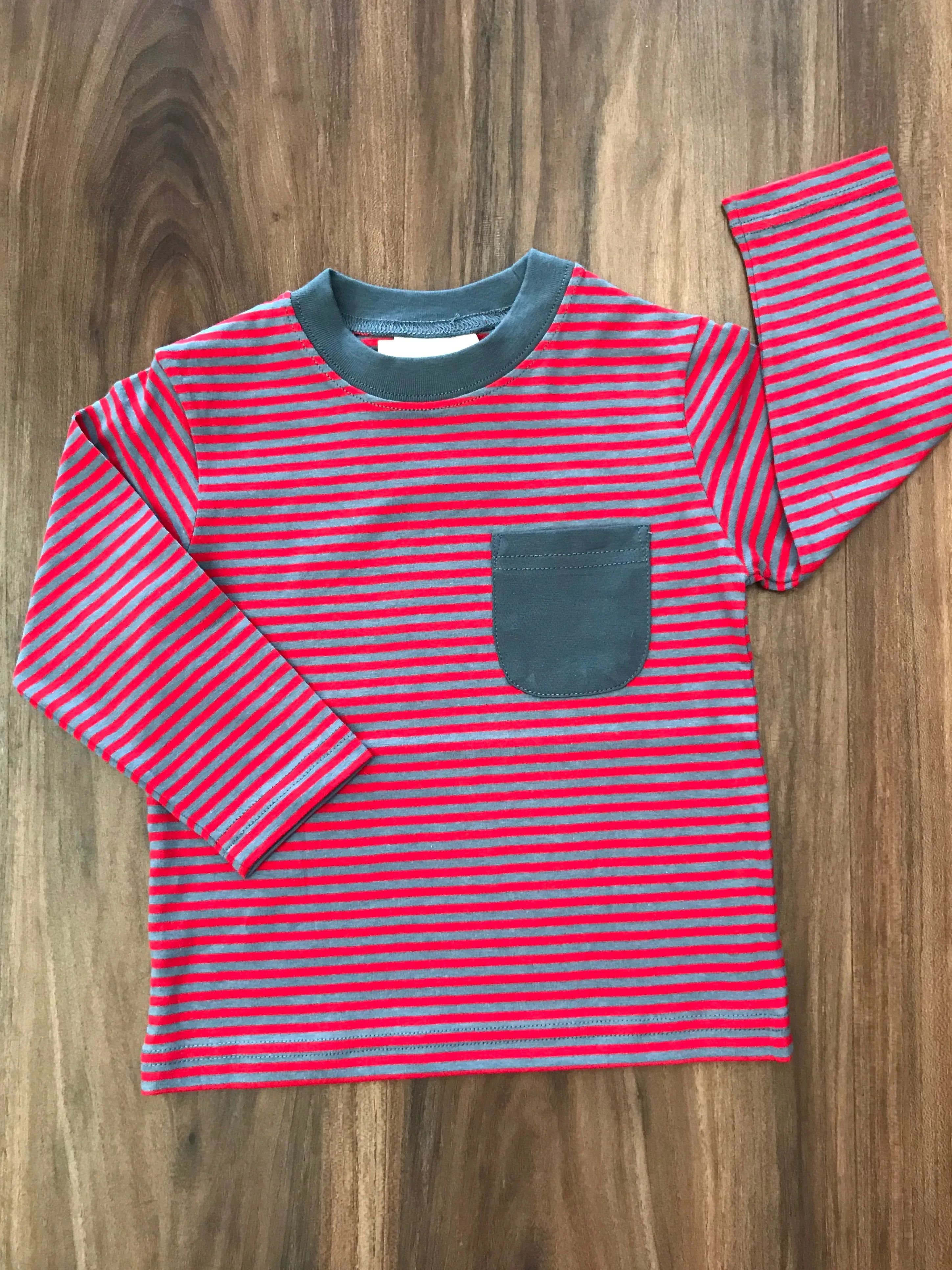 L/S Stripe Tee w/Pocket Luigi Kids