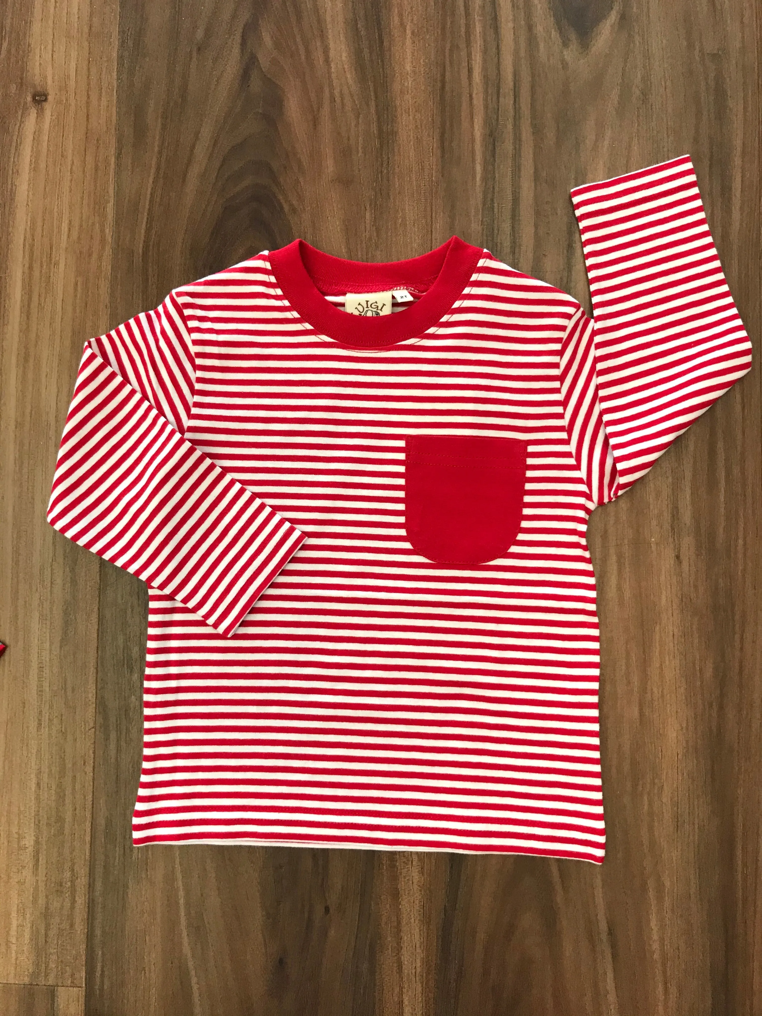 L/S Stripe Tee w/Pocket Luigi Kids