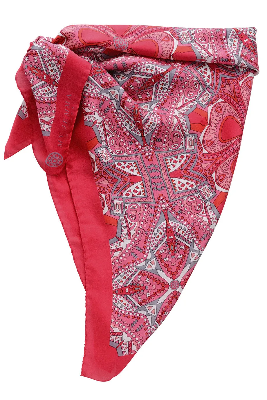 MANOLA Coral Print Silk Woman Scarf