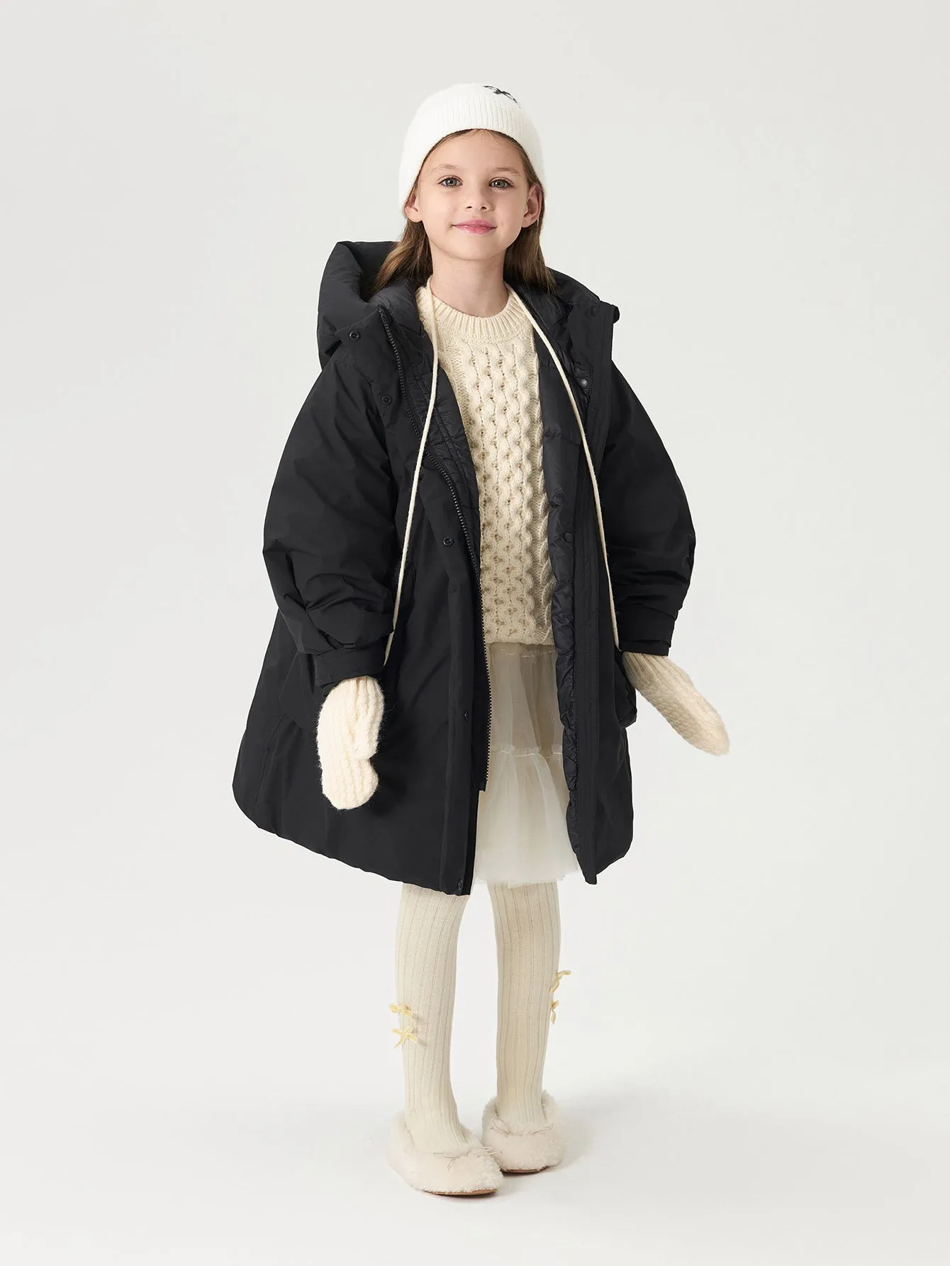 MARC & JANIE Girls UltraLight Long Hooded Loose Down Coat 241600