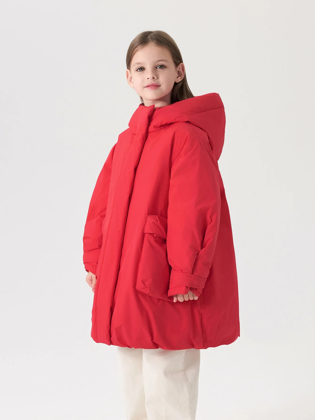 MARC & JANIE Girls UltraLight Long Hooded Loose Down Coat 241600