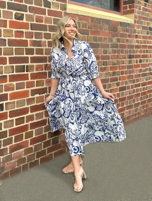 Marleen Dress - Navy Print