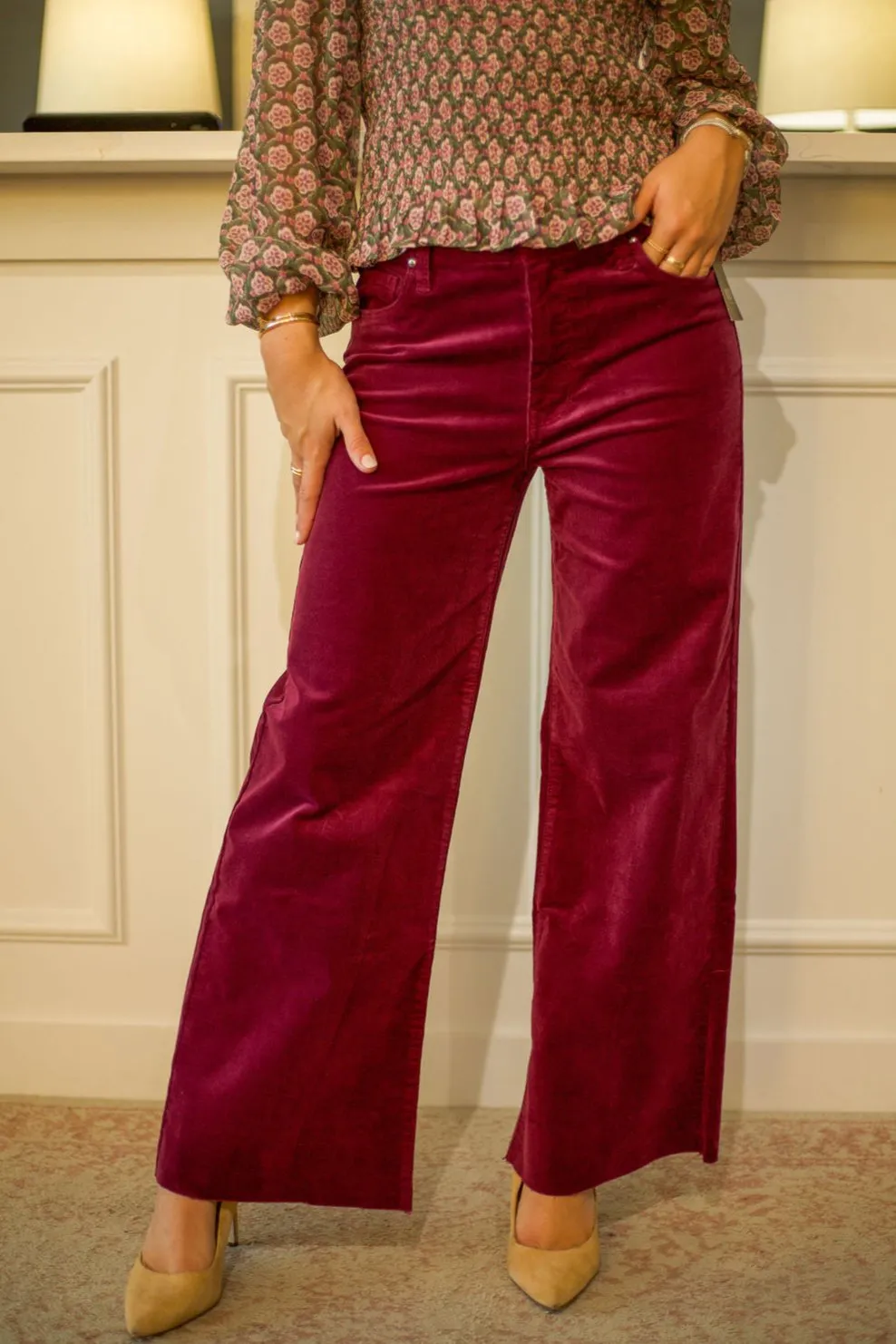 Meg High Rise Fab AB Wide Leg in Mulberry