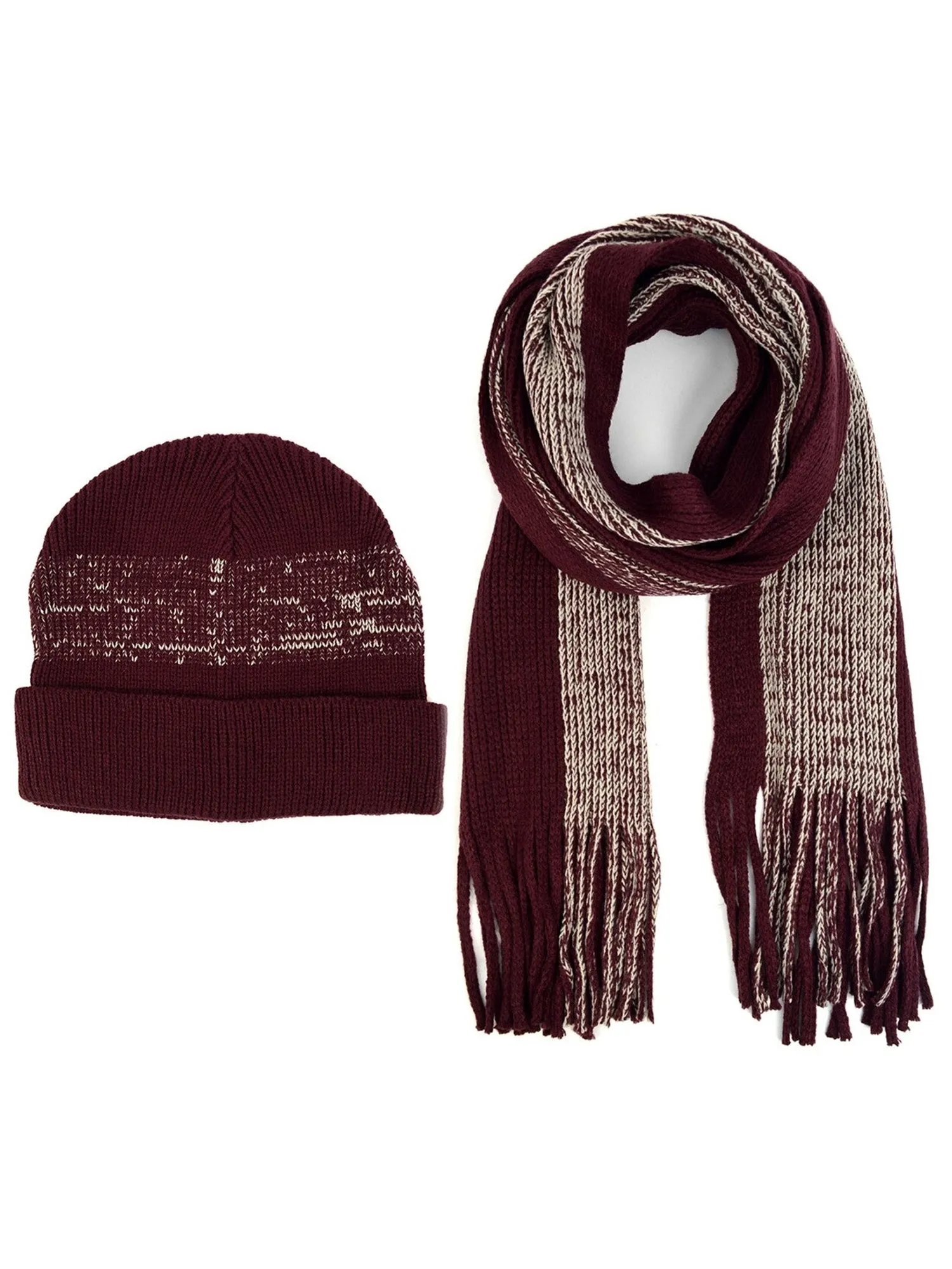 Men's Acrylic Knit Scarf and Hat Set