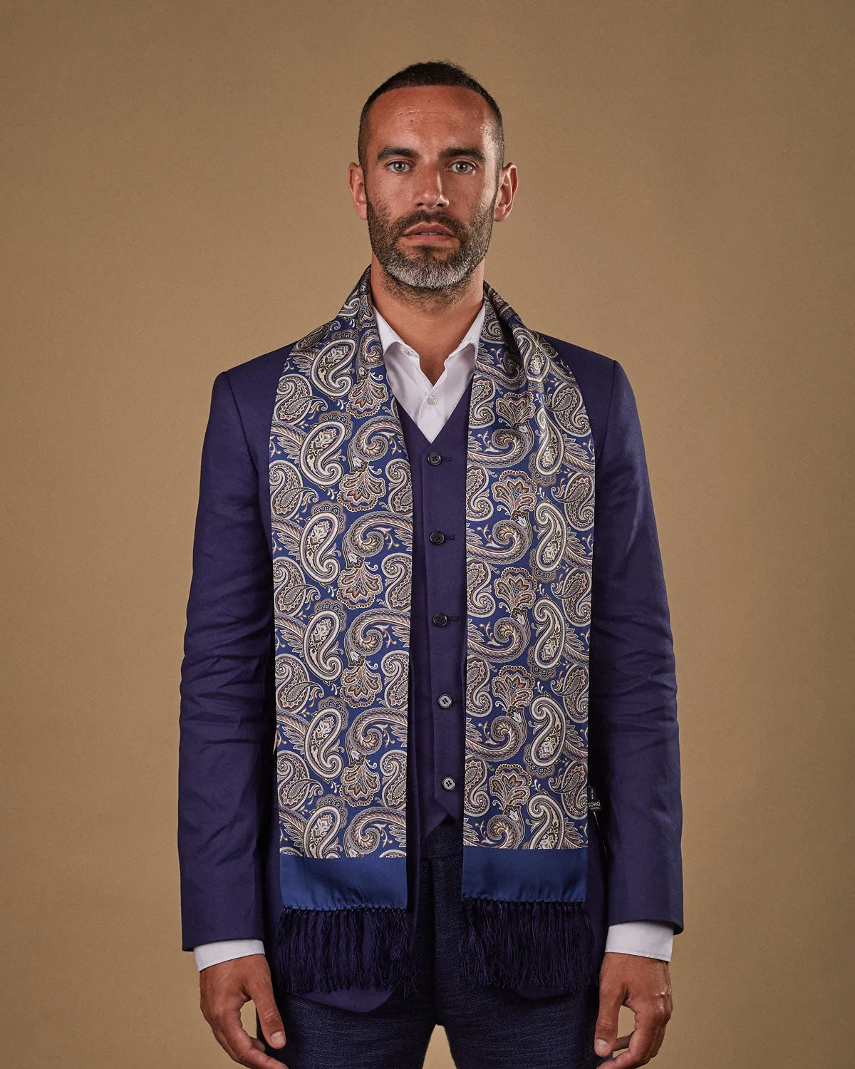 Men's Silk Aviator Scarf in Paisley - The Redmond Aviator