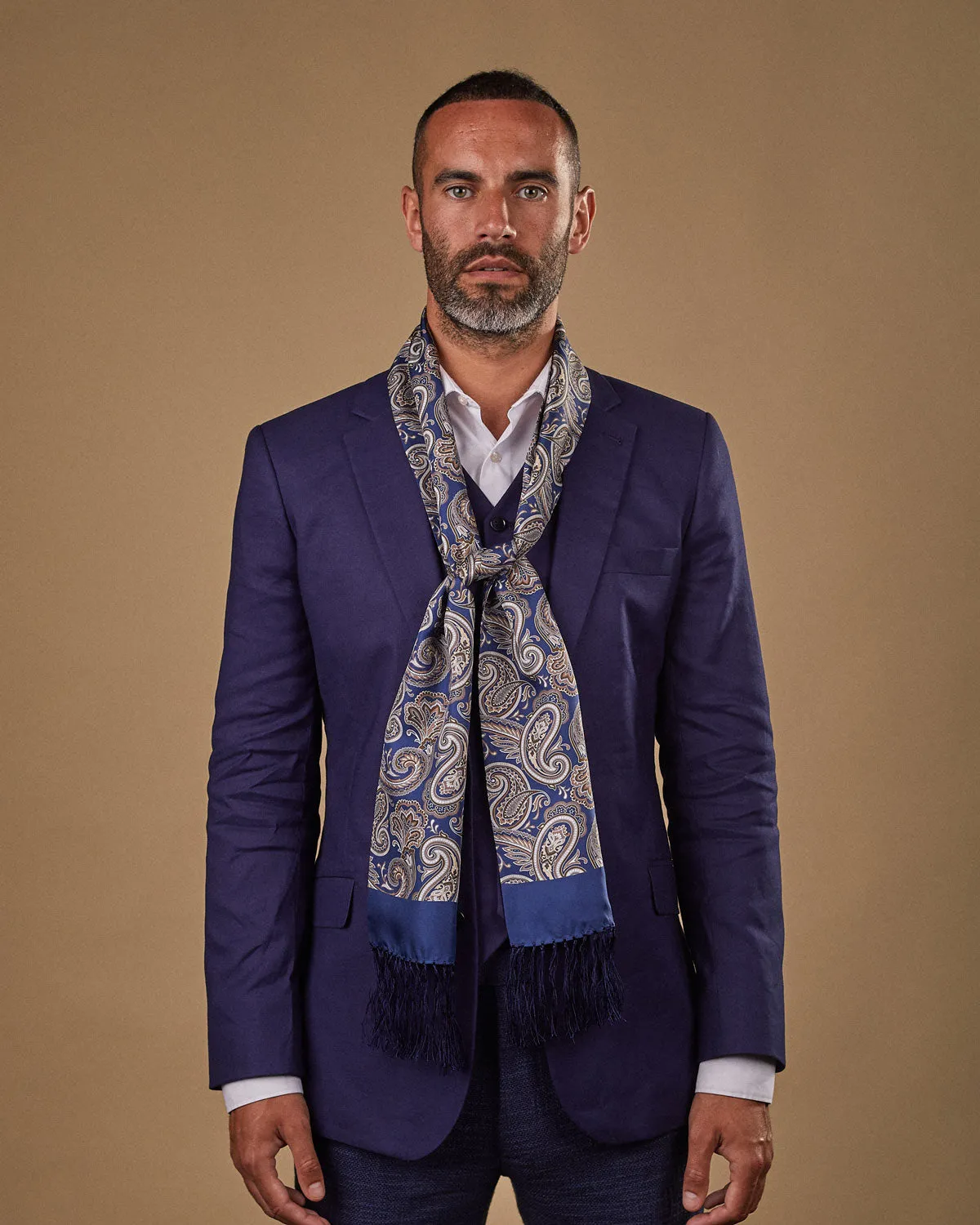 Men's Silk Aviator Scarf in Paisley - The Redmond Aviator