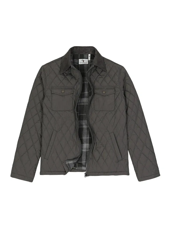 Men's Zip Up Lightweight Quilted Shirt Jacket with Flannel Lining