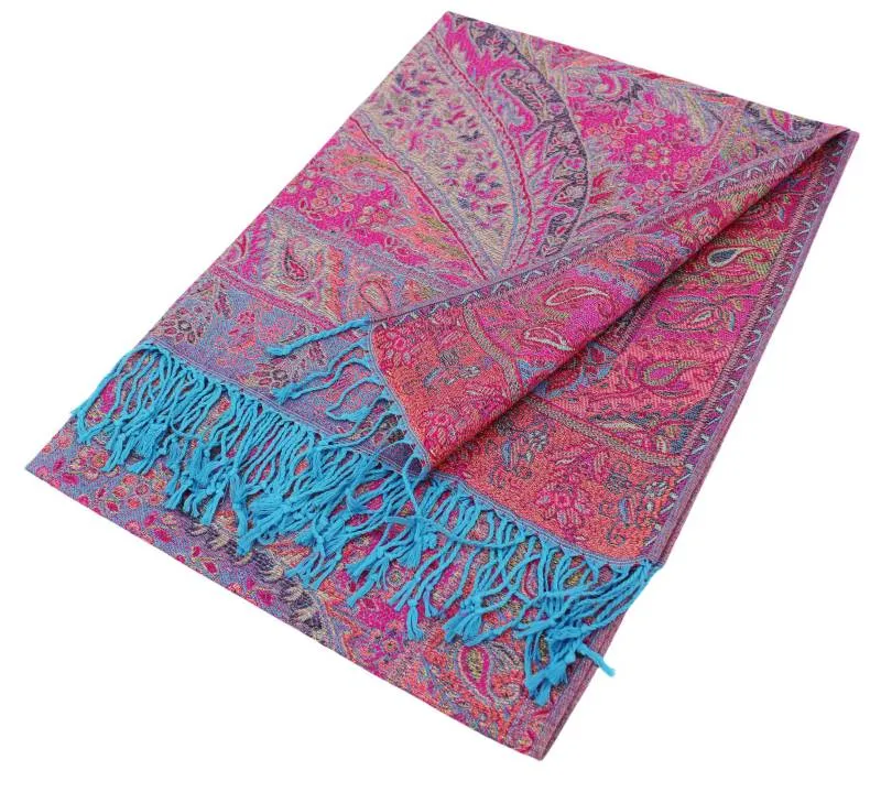 Metallic Paisley Pashmina Shawls 085