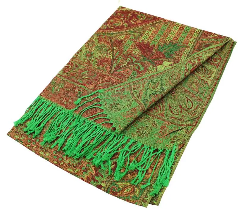 Metallic Paisley Pashmina Shawls 085