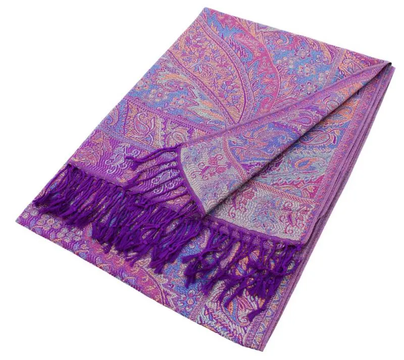 Metallic Paisley Pashmina Shawls 085