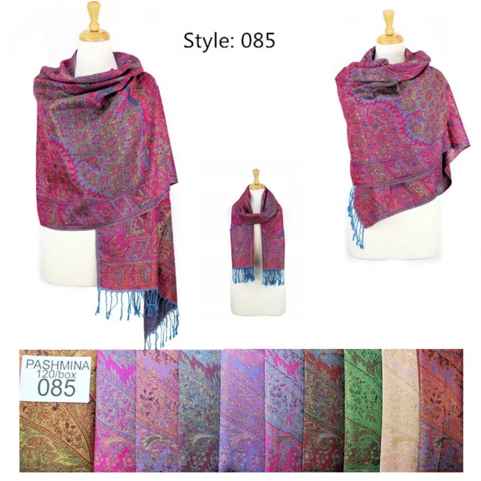 Metallic Paisley Pashmina Shawls 085