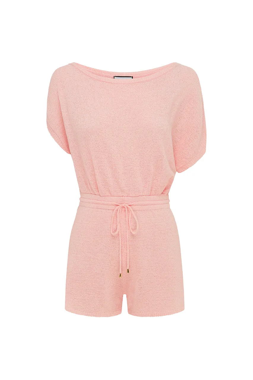 MIAMI KNIT PLAYSUIT - BABY PINK