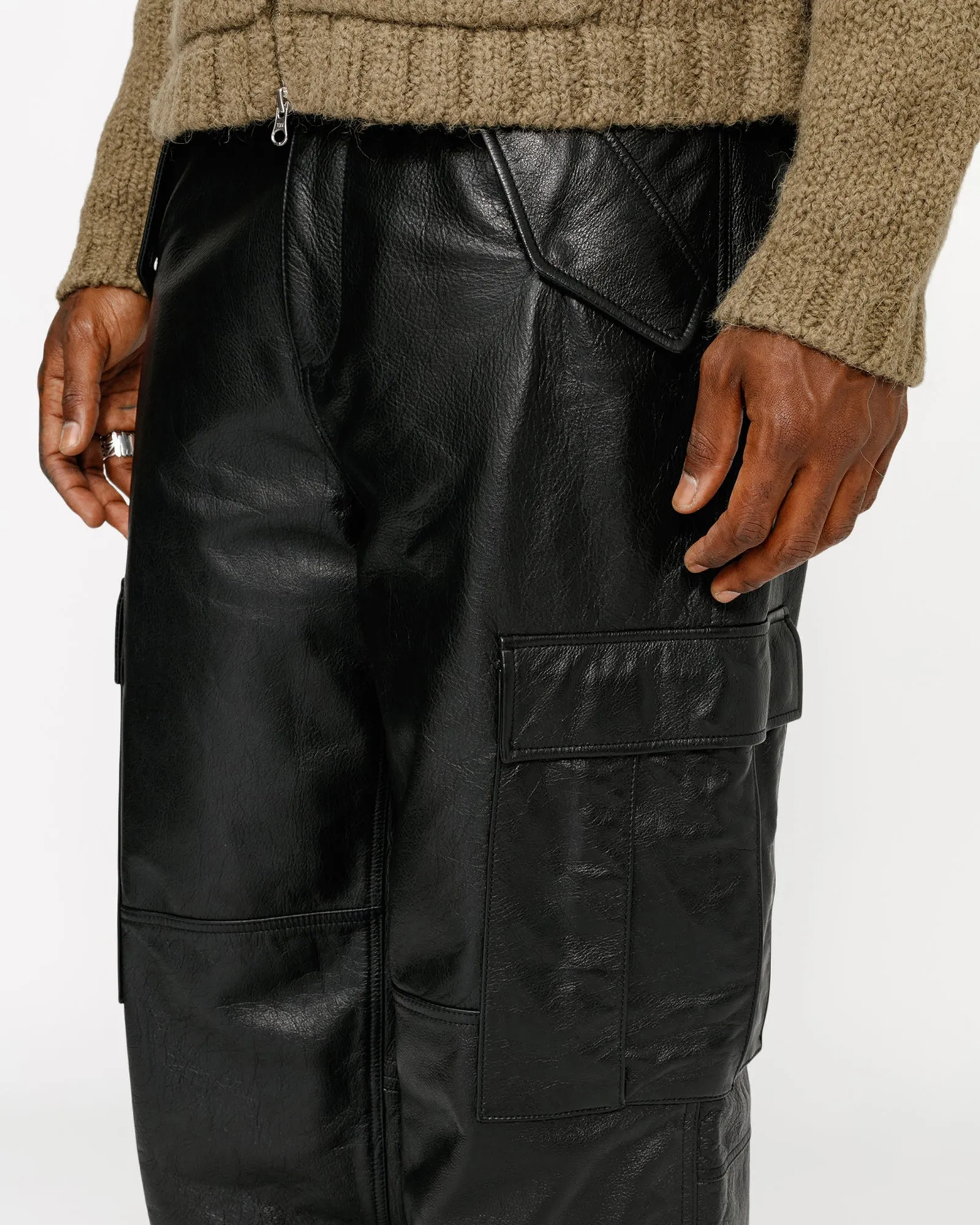 MILITARY CARGO LEATHER PANT