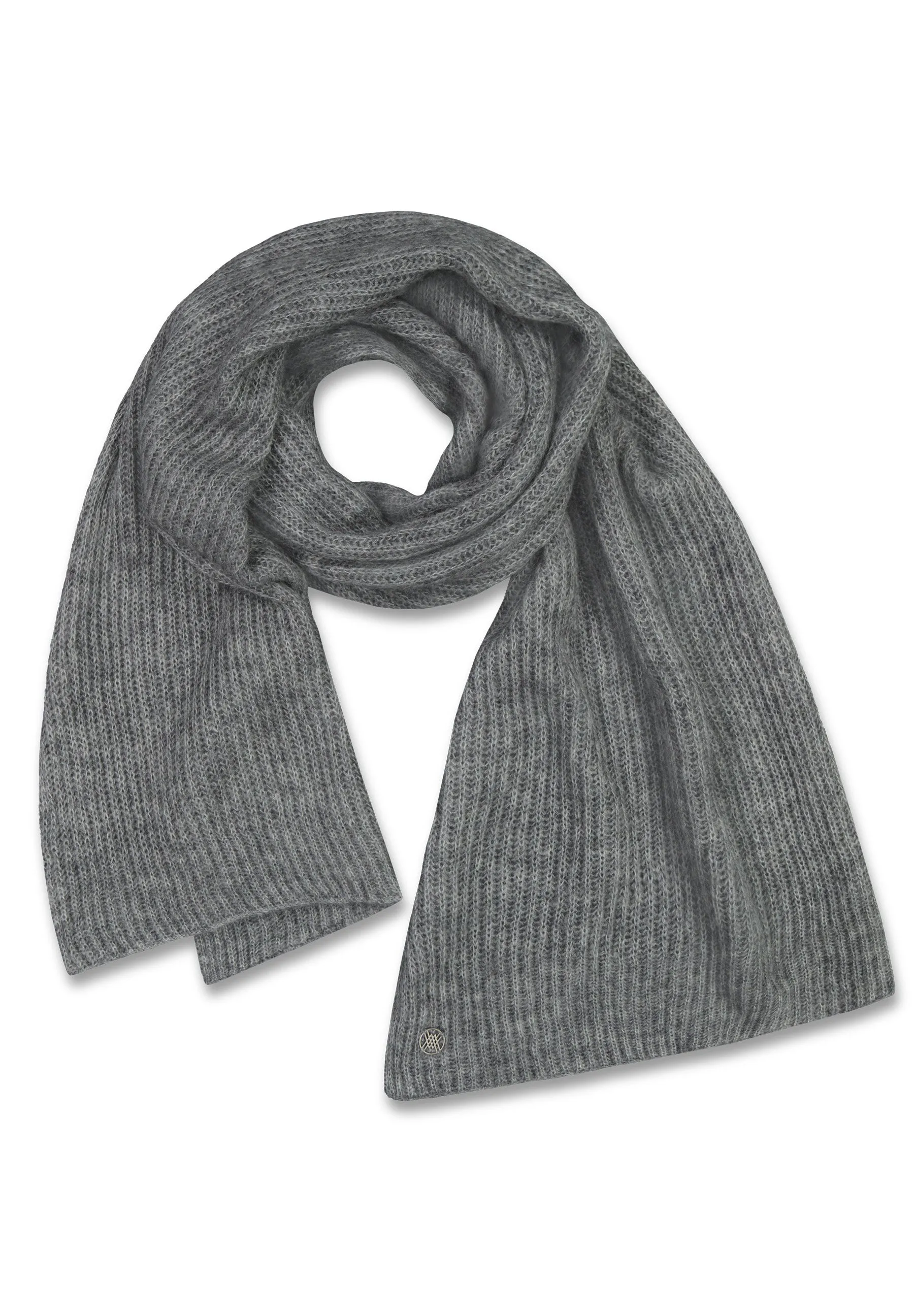 MILLER RIBBED SCARF - Light grey melange