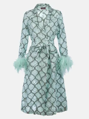 Mint Coat № 23 With Detachable Feathers Cuffs