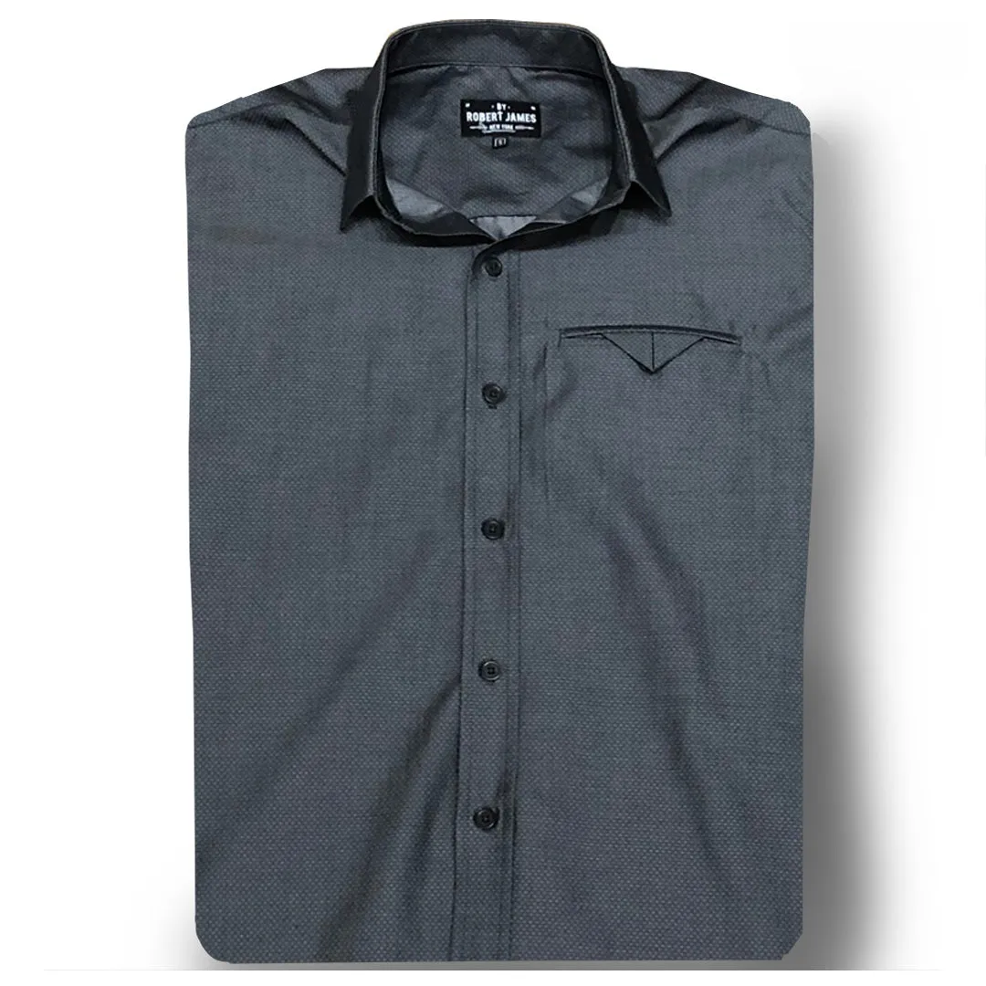 MOD MATTY - SHORT SLEEVE - CHARCOAL DOBBY CASUAL / DRESS SHIRT