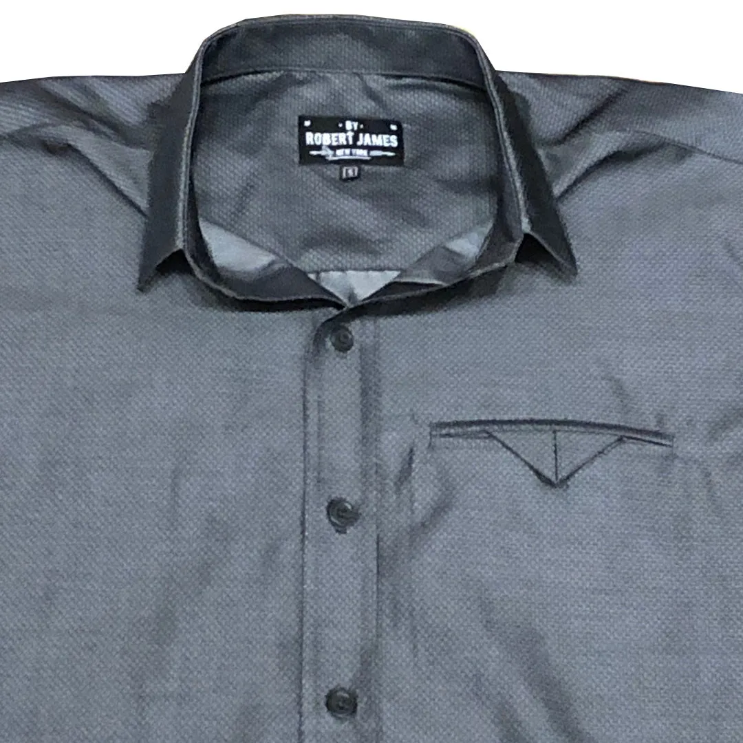 MOD MATTY - SHORT SLEEVE - CHARCOAL DOBBY CASUAL / DRESS SHIRT