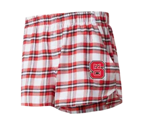 NC State Wolfpack Women's Red/White Block S Sienna Flannel Shorts