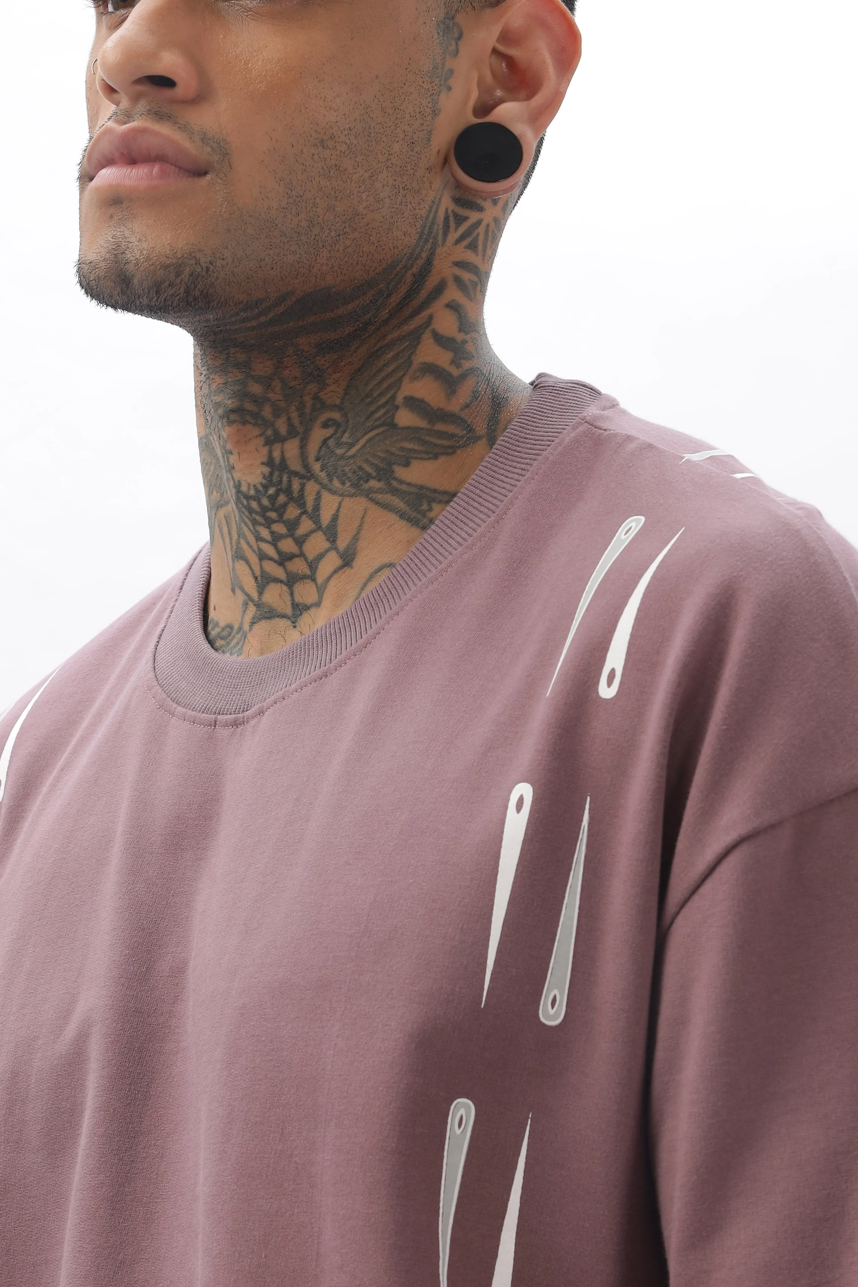 NeedleFlow Rose Ebony Dropshoulder Tee