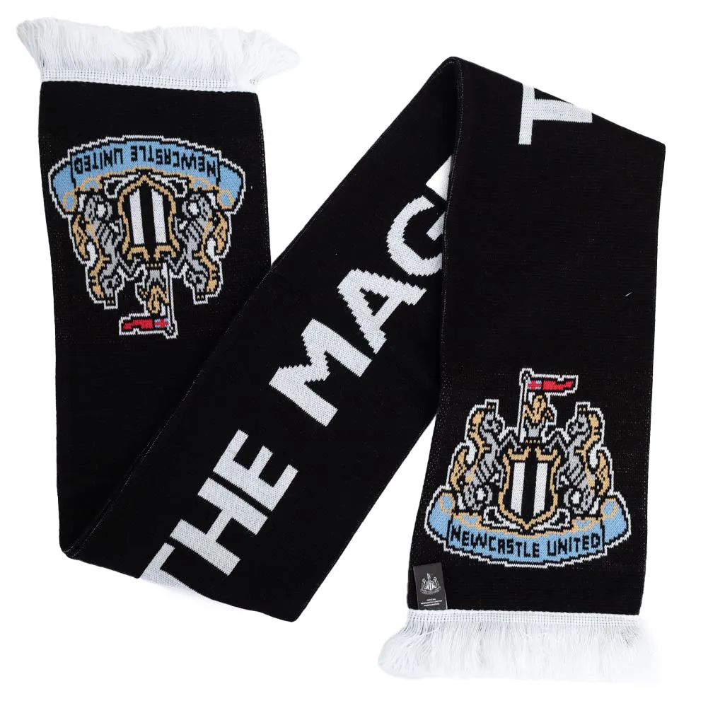 Newcastle United FC Magpies Scarf - Black Reversible Jacquard Knit