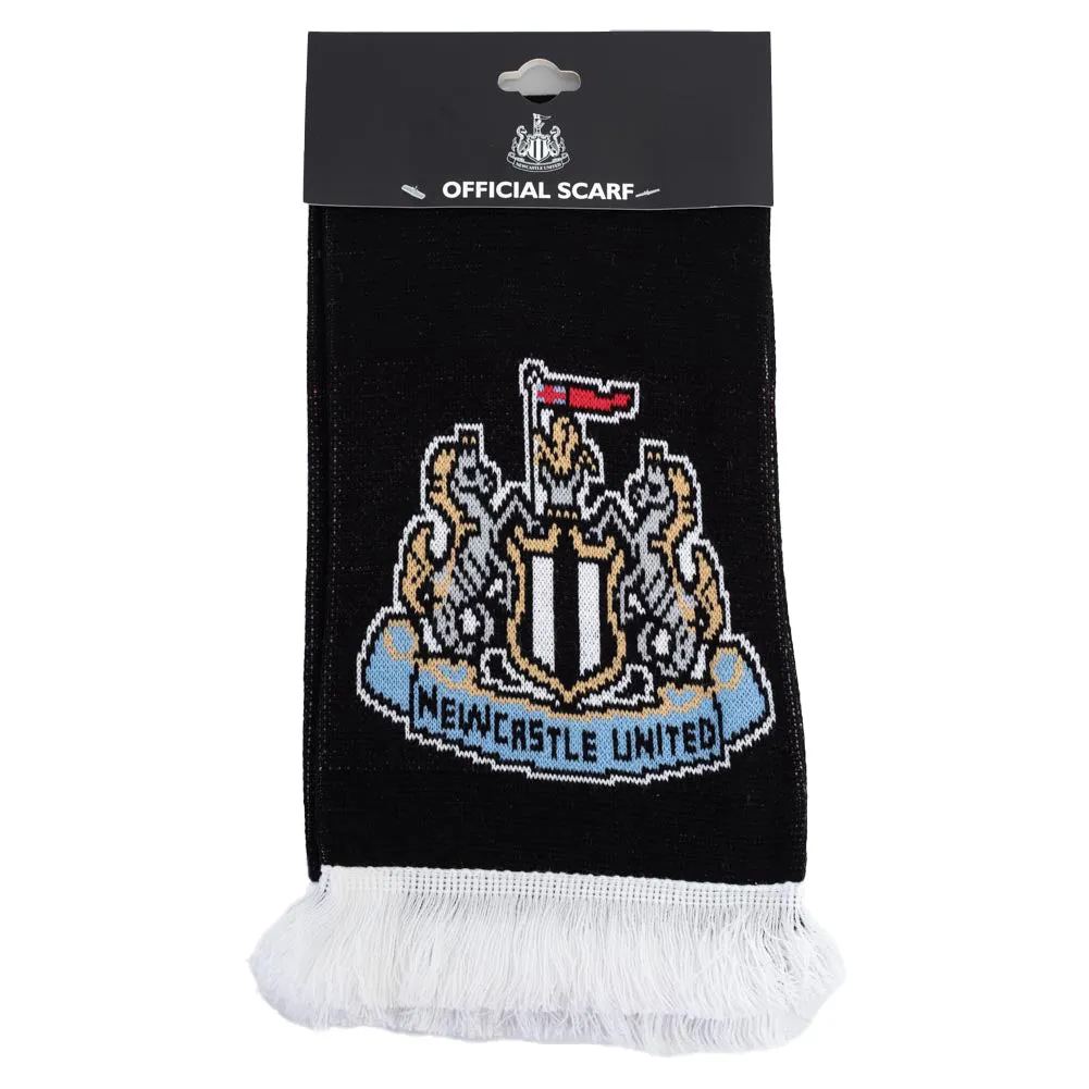 Newcastle United FC Magpies Scarf - Black Reversible Jacquard Knit