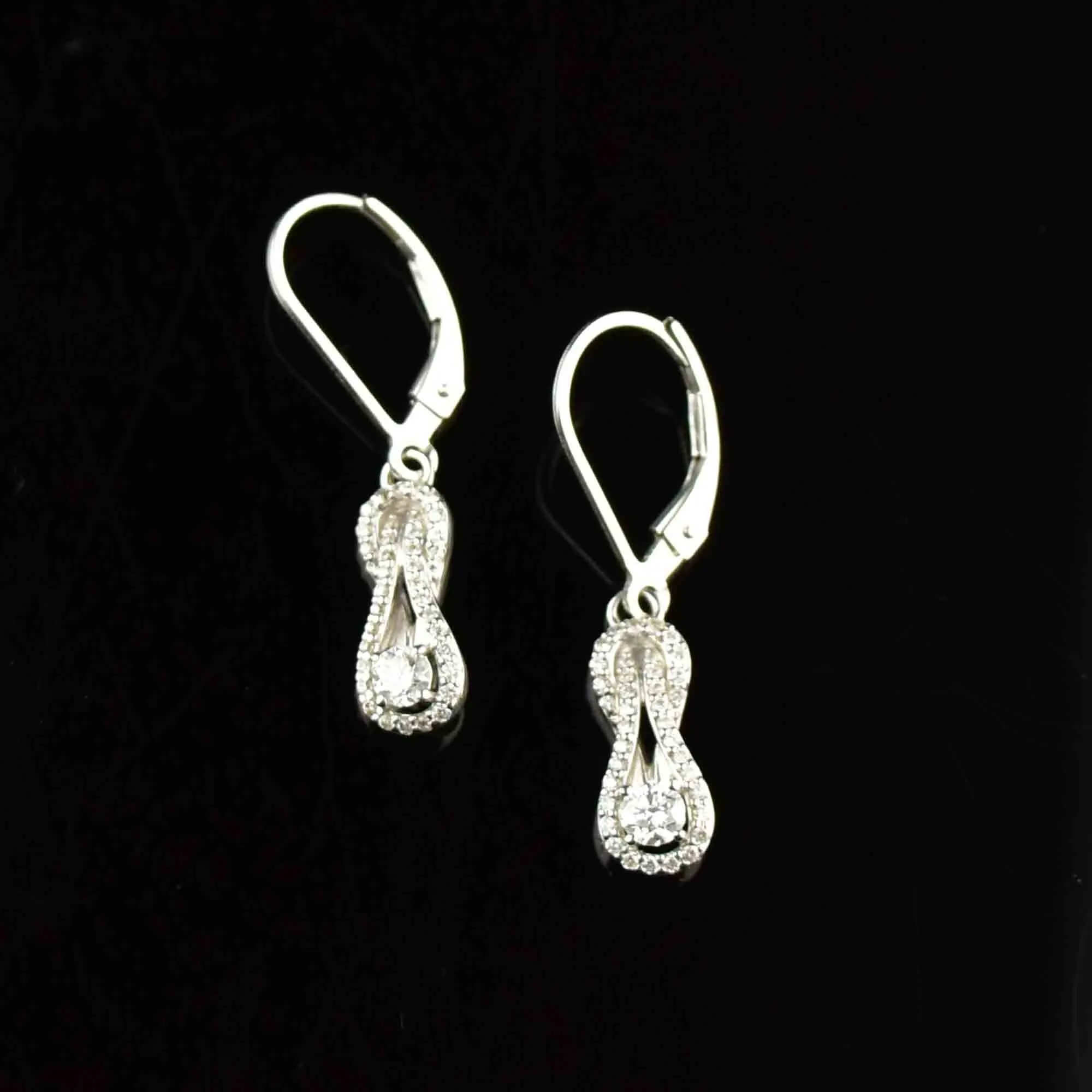 ON HOLD 14K White Gold Diamond Infinity Love Knot Earrings