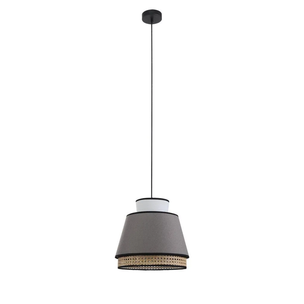 Paisley Modern Rattan and Metal Pendant Light - Black, PL0138