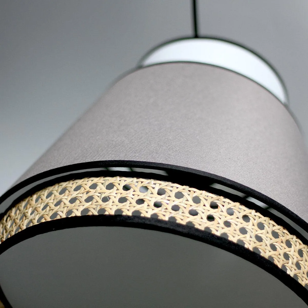 Paisley Modern Rattan and Metal Pendant Light - Black, PL0138