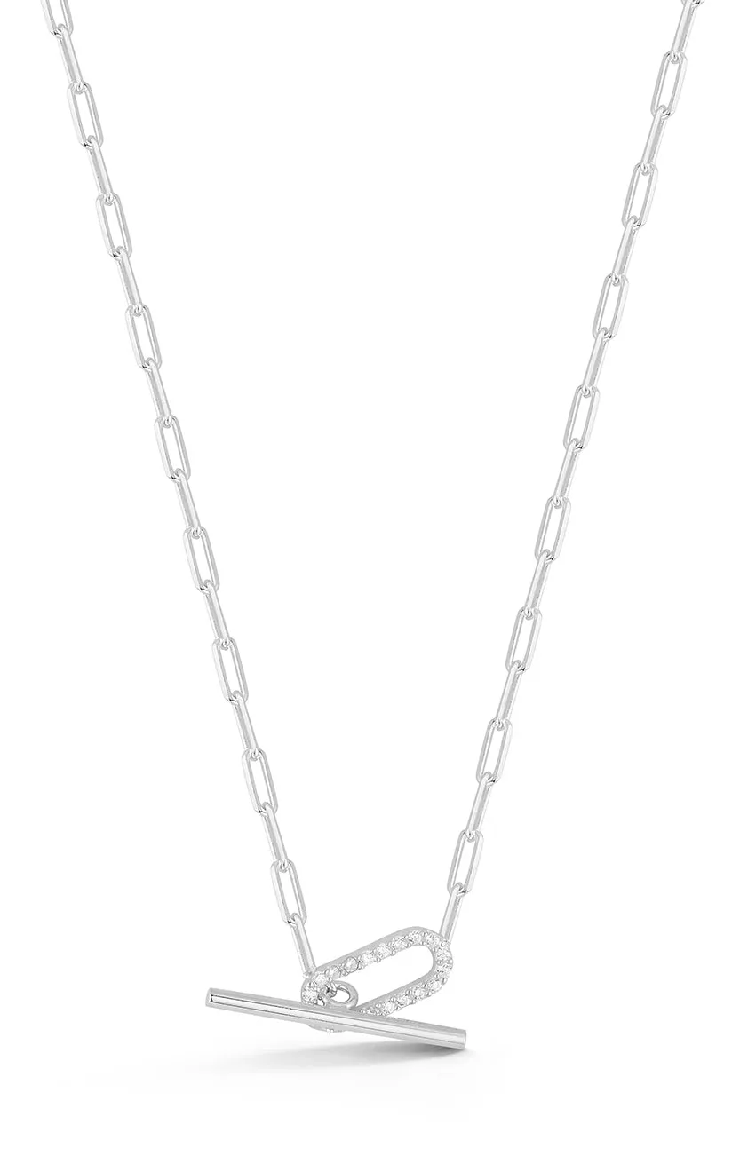 Paperclip Chain with Toggle Clasp Choker Necklace