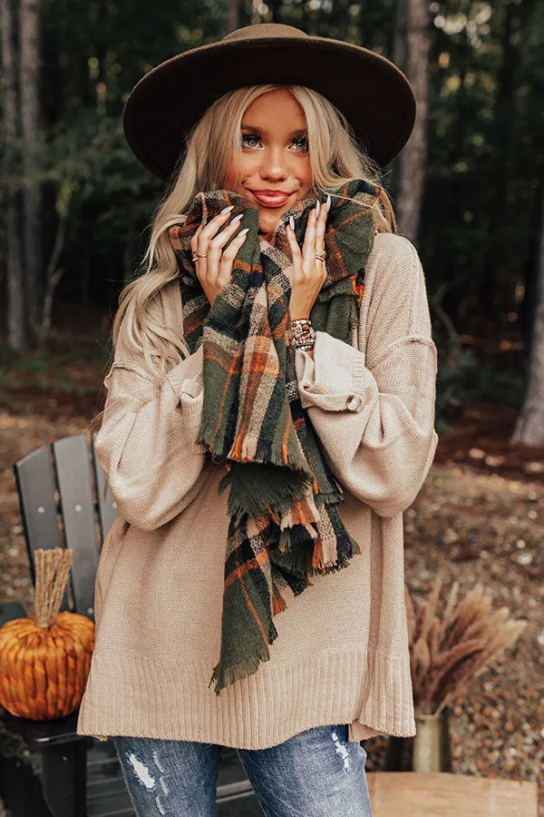 Paris Cafe Blanket Scarf in Olive