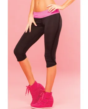 Pink Lipstick Sweat Fitness Pant Ruffle Fringe Side W-secret Pocket Black Md