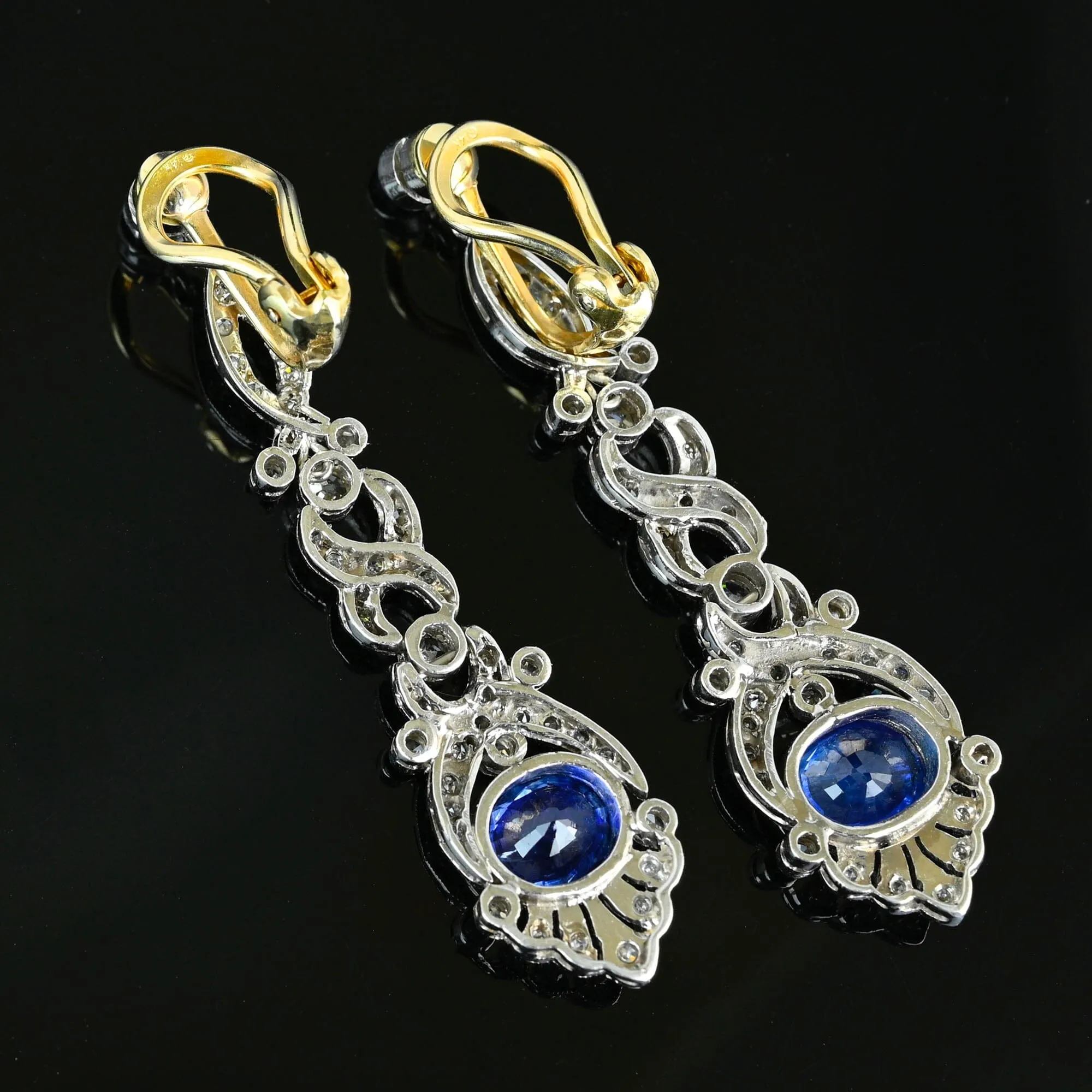 Platinum Ceylon Sapphire and Diamond Drop Earrings