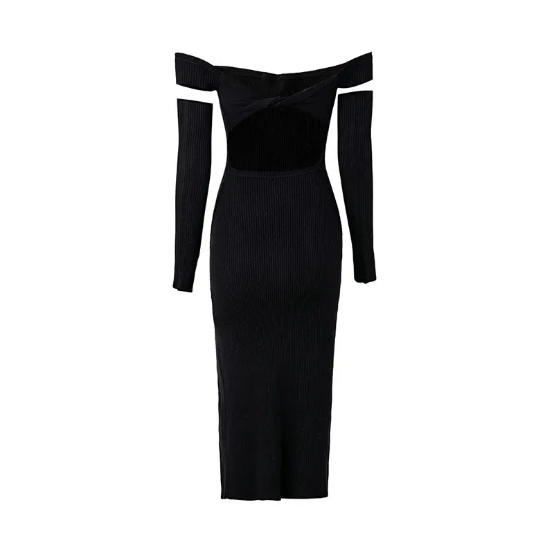 Pre Order:  Twisted Back Knit High Slit Dress