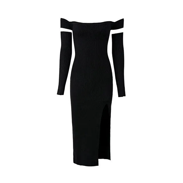 Pre Order:  Twisted Back Knit High Slit Dress