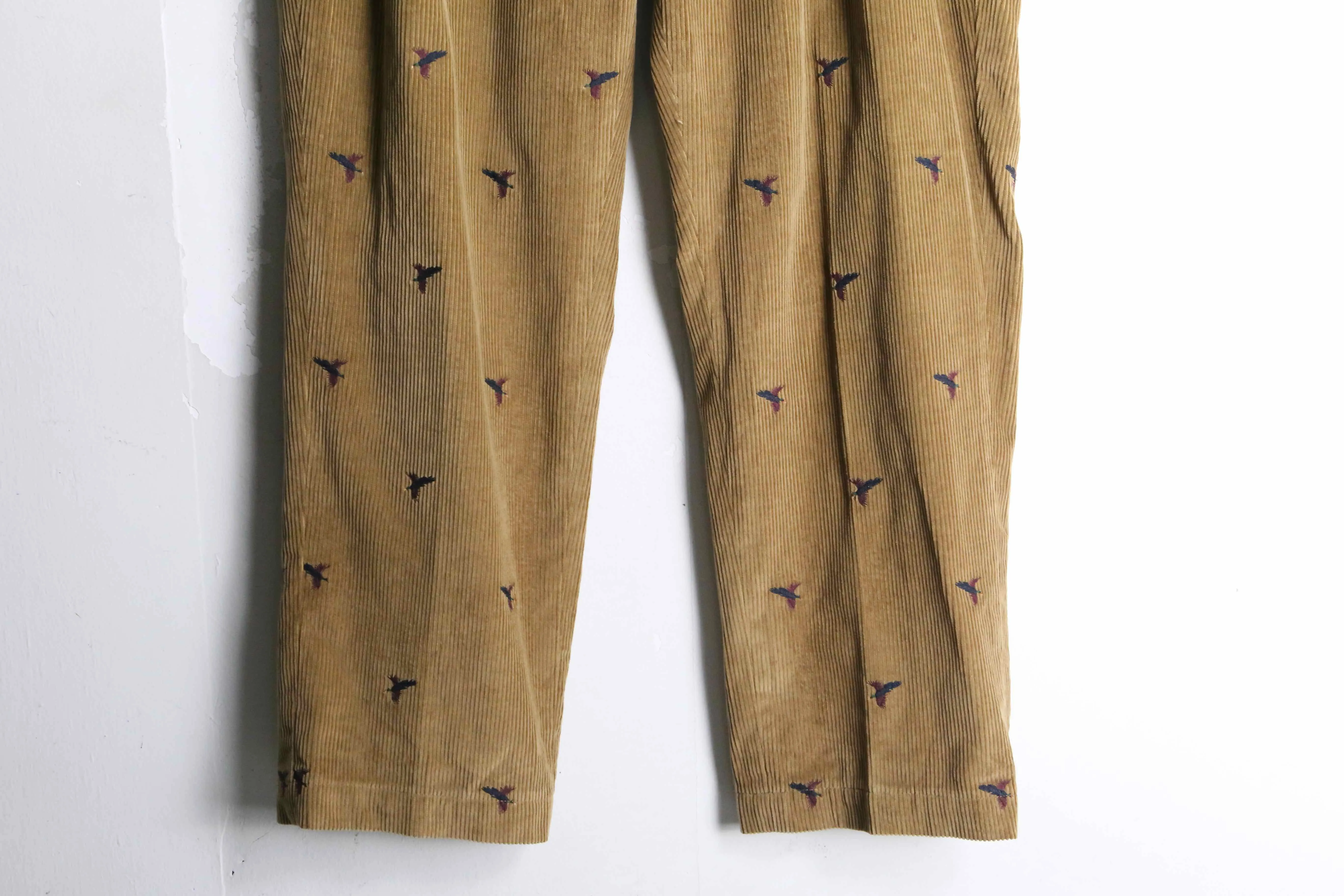 "Brooks Brothers" corduroy embroidery design wide tapered pants