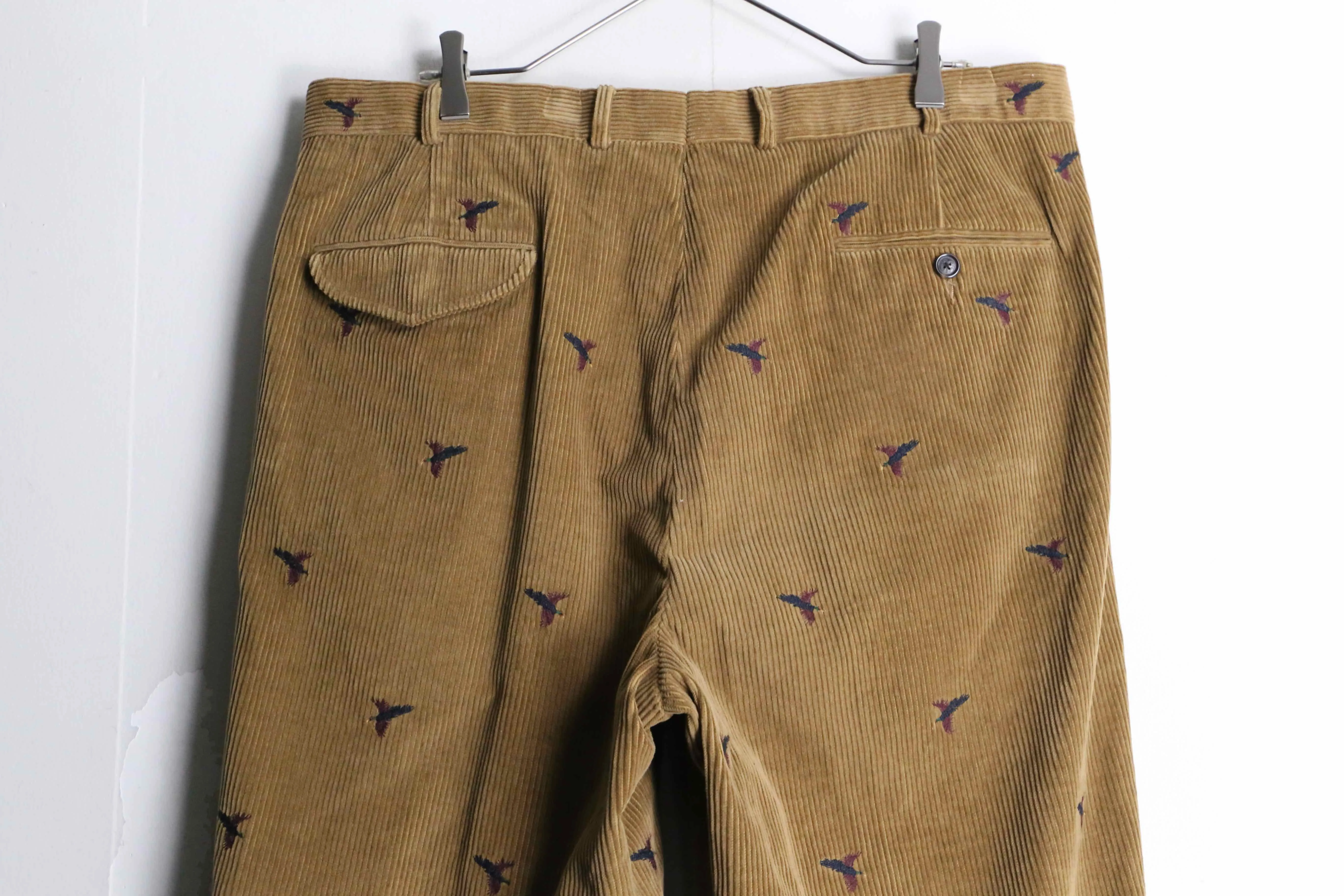 "Brooks Brothers" corduroy embroidery design wide tapered pants