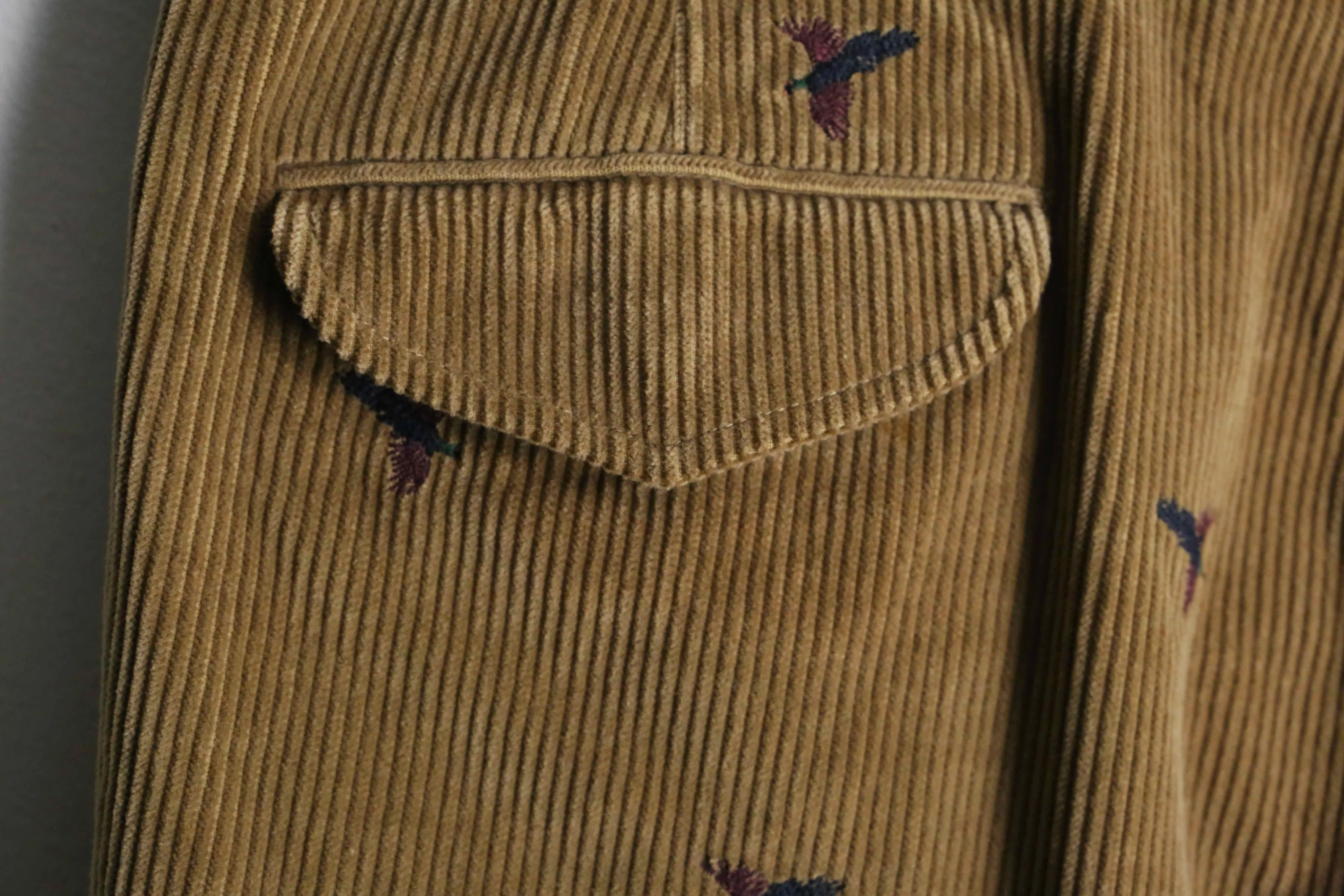 "Brooks Brothers" corduroy embroidery design wide tapered pants